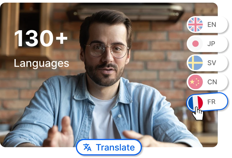 Image showing that Transmonkey video translator can translate 130+ languages