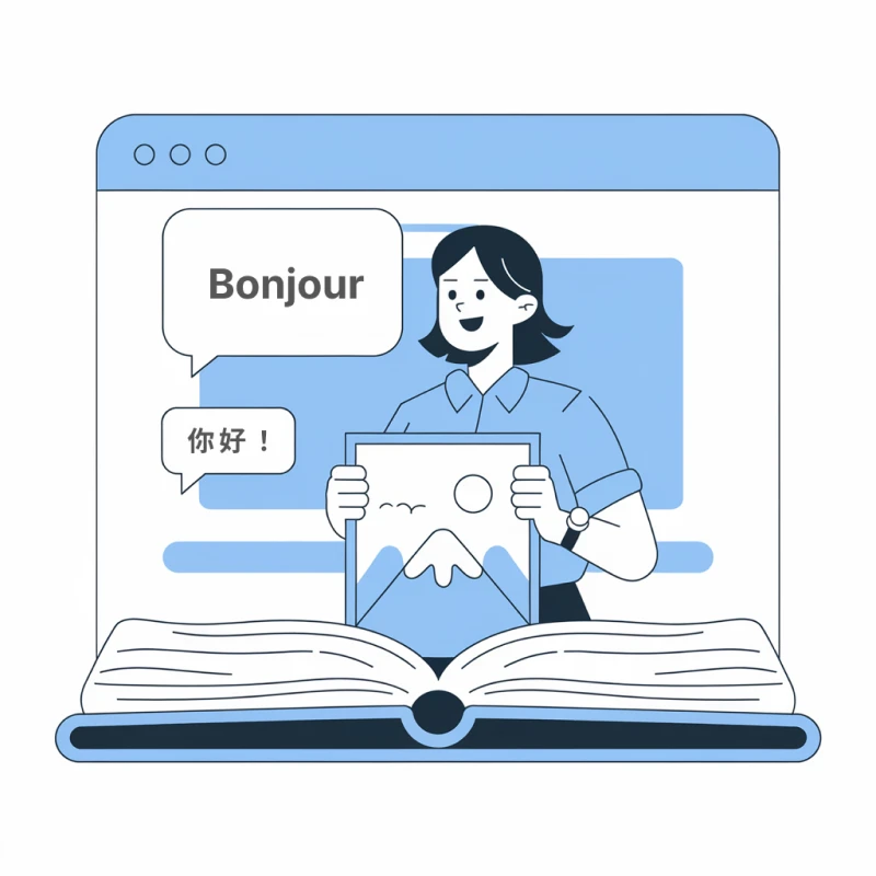 L'immagine mostra un uomo che utilizza il traduttore di lingue Transmonkey per tradurre l'inglese in russo